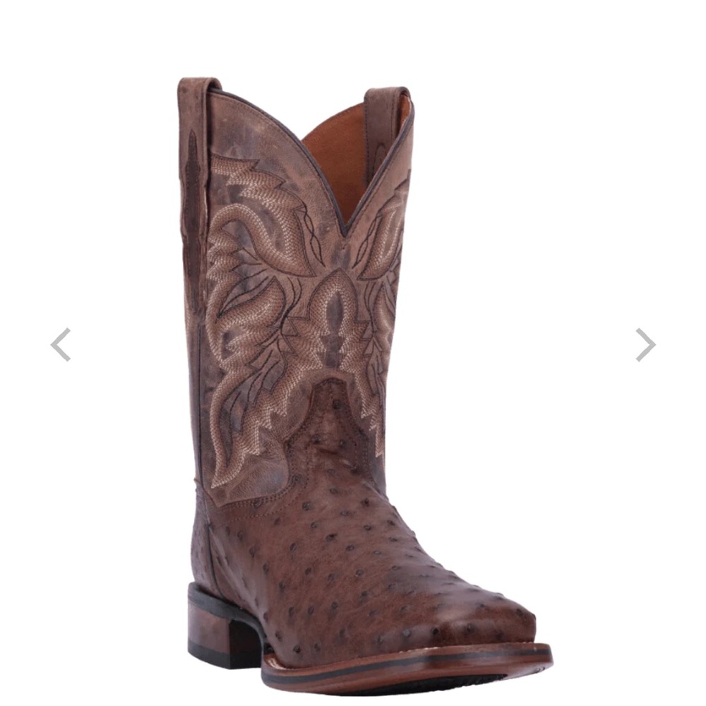 DAN POST MEN'S ALAMOSA CHOCOLATE FULL QUILL OSTRICH EXOTIC BOOTS 8 1/2